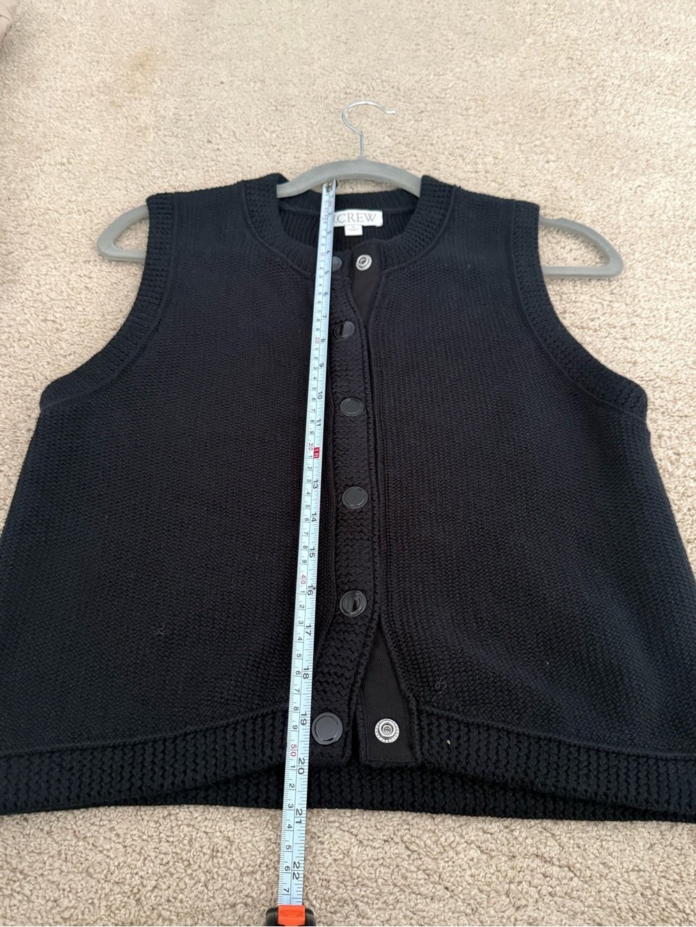 NWOT J.Crew Cropped Black Knit Button-Front Sweater Shell - Picture 6 of 8